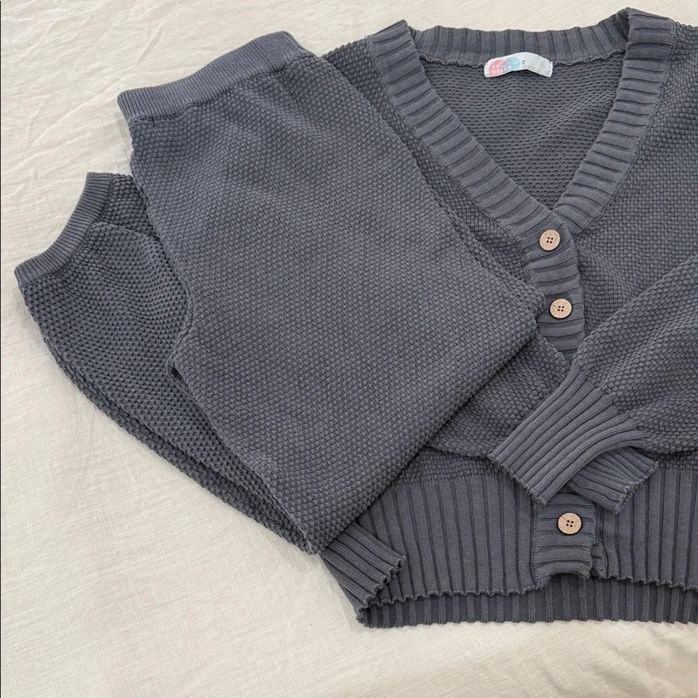 Free People Charcoal Gray Waffle Knit Jogger Pants - Picture 3 of 6